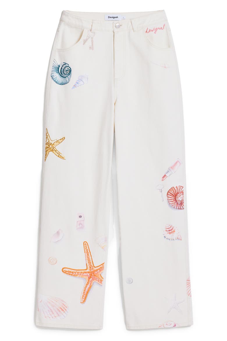 Mixed Print Jeans, Alternate, color, WHITE