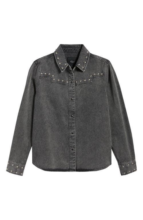 Rails Vinea Stud Accent Western Snap-up Denim Shirt In Gray
