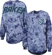 FANATICS Women's Fanatics Branded Deep Sea Blue Seattle Kraken Crystal-Dye Long Sleeve T-Shirt
