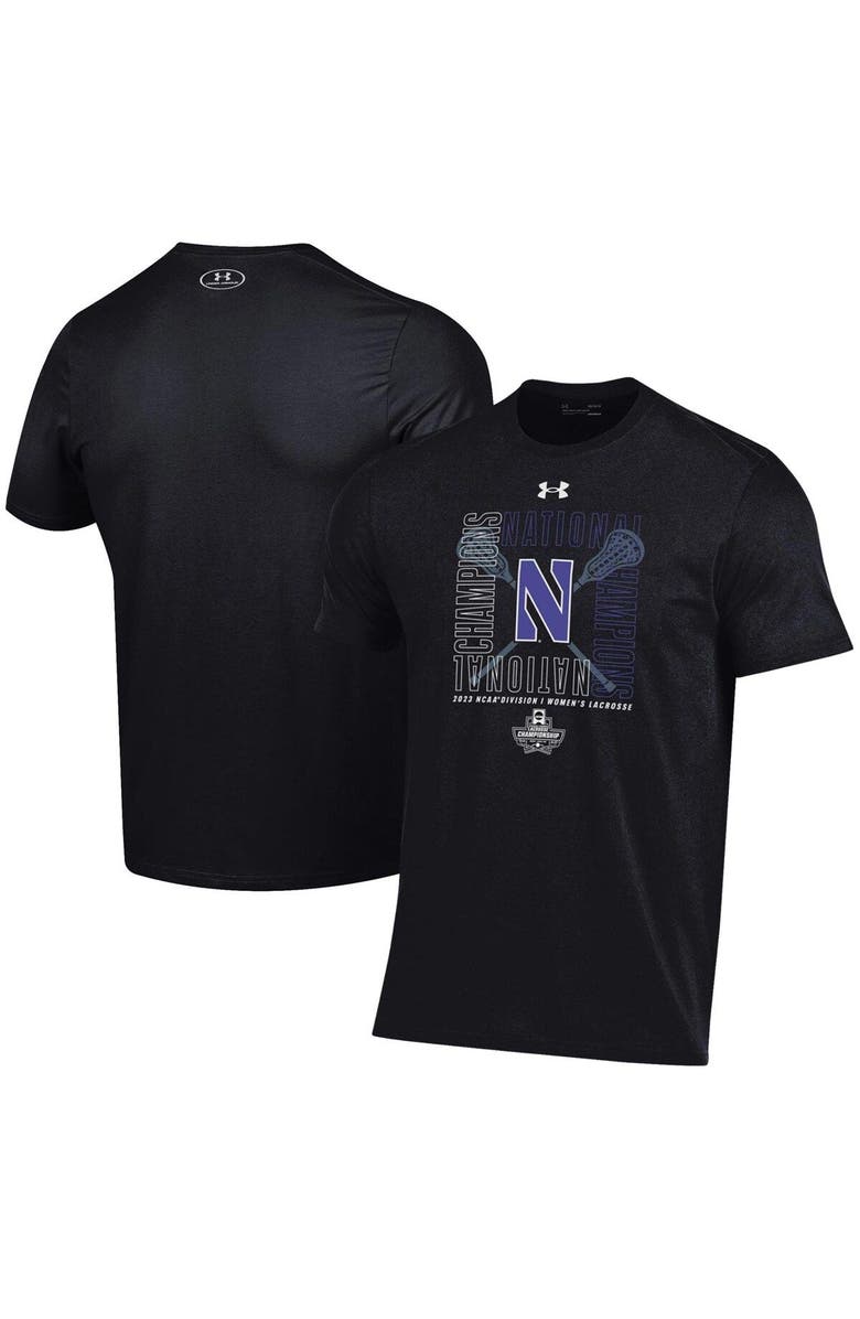 Under Armour Black Northwestern Wildcats 2023 NCAA Women's Lacrosse National Champions Team-Issued T-Shirt, Main, color, 