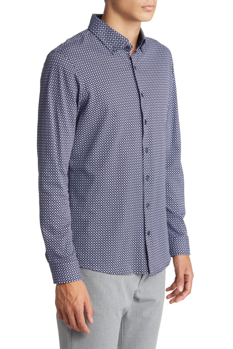 Daniel J Hi Flex Cotton Button-Down Shirt, Alternate, color, FJORD