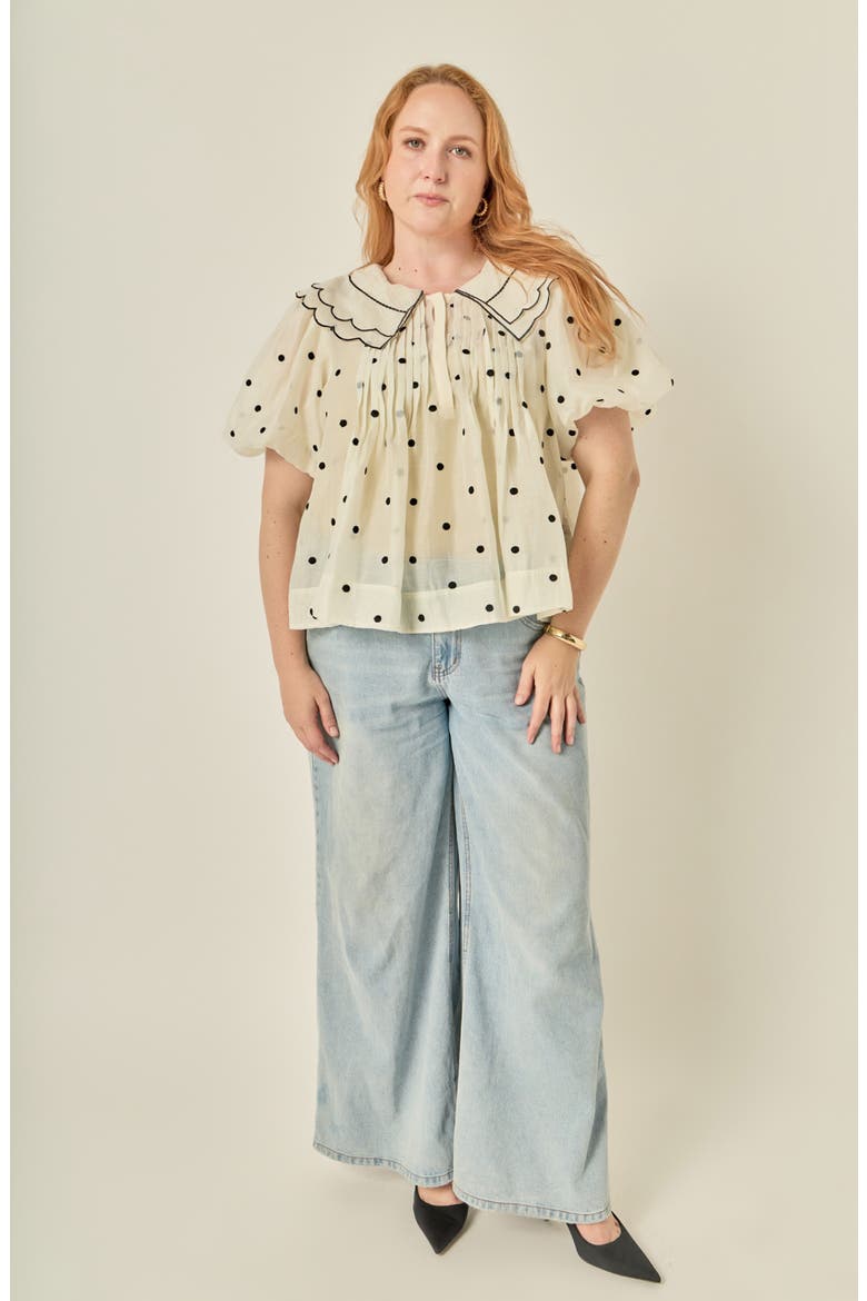 Scallop Collar Top, Alternate, color, CREAM