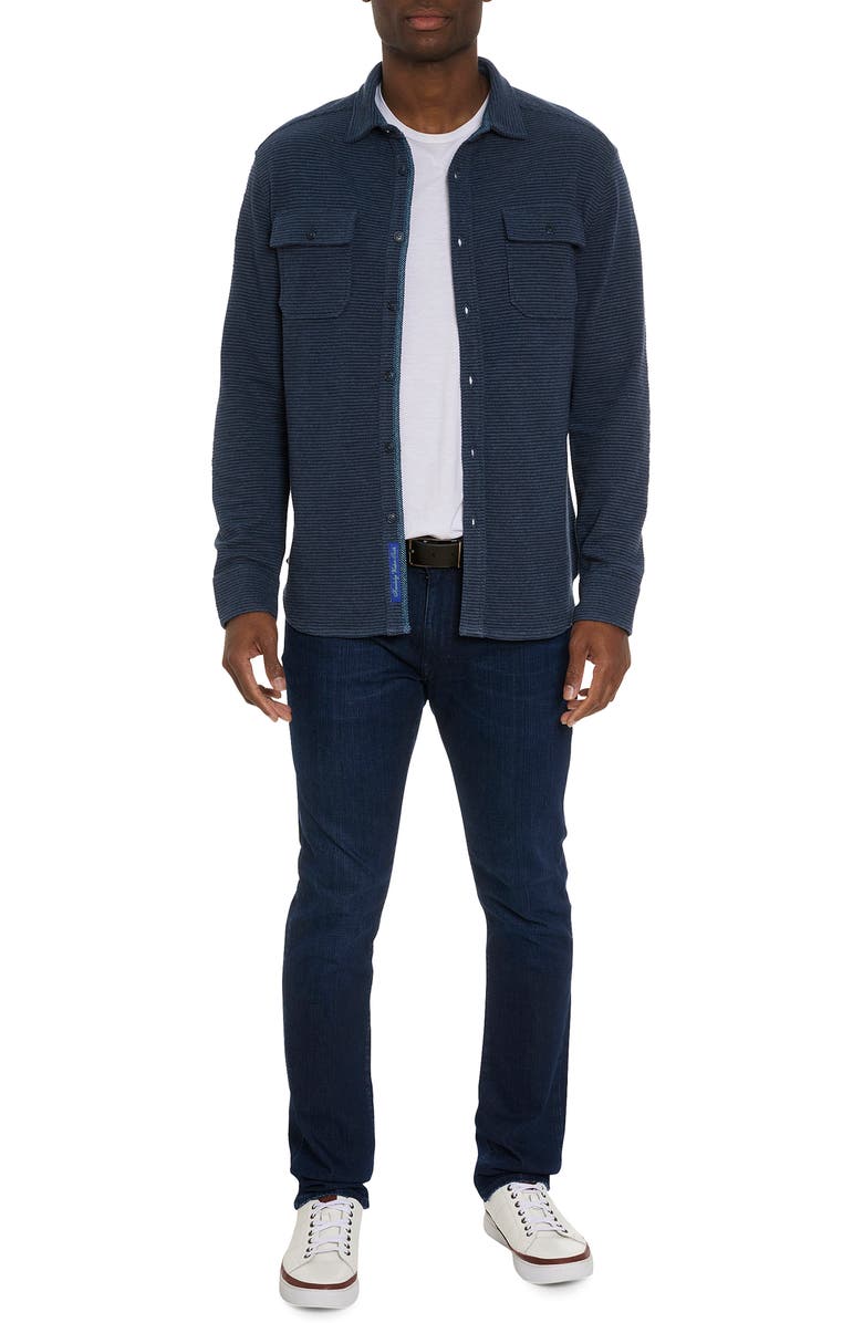 Robert Graham Brunner Knit Button-Up Shirt, Alternate, color, Indigo