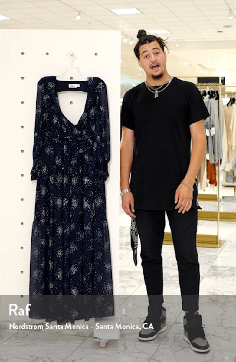 Long Sleeve Glitter Chiffon Maxi Dress, sales video thumbnail