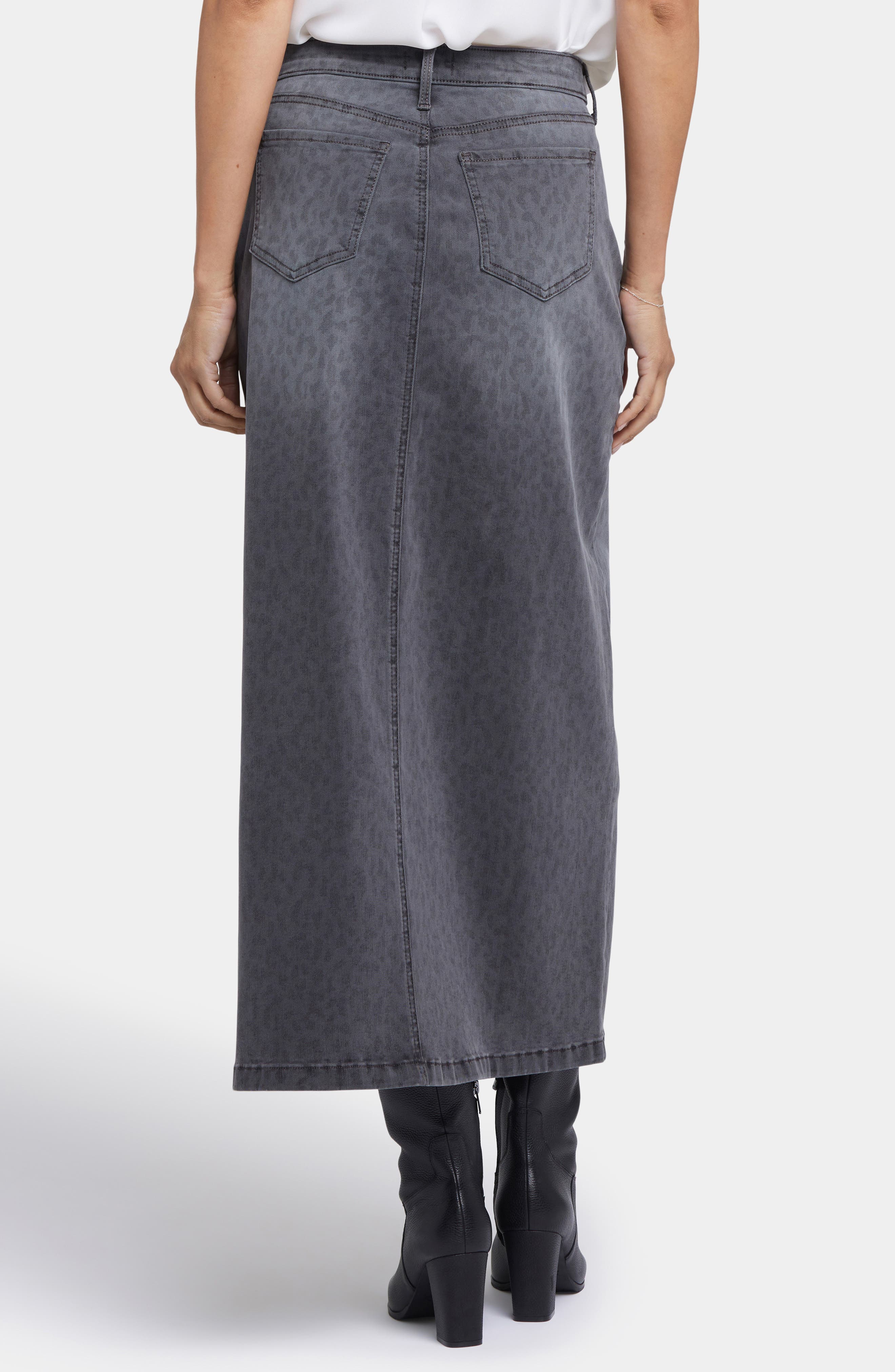 High Waist Slit Front Denim Maxi Skirt - image 2