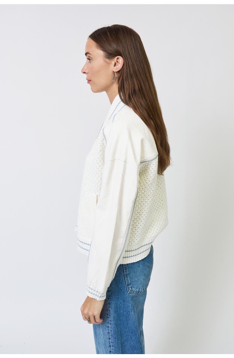 Central Park West Ophelia Vegan X Crochet Sweater Bomber, Alternate, color, Bone