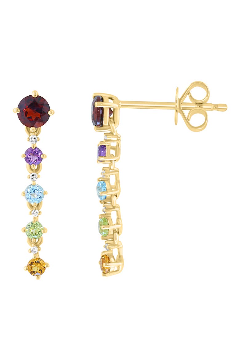 Gold Plated Sterling Silver Multicolor Gemstone Drop Earrings, Main, color, MULTI