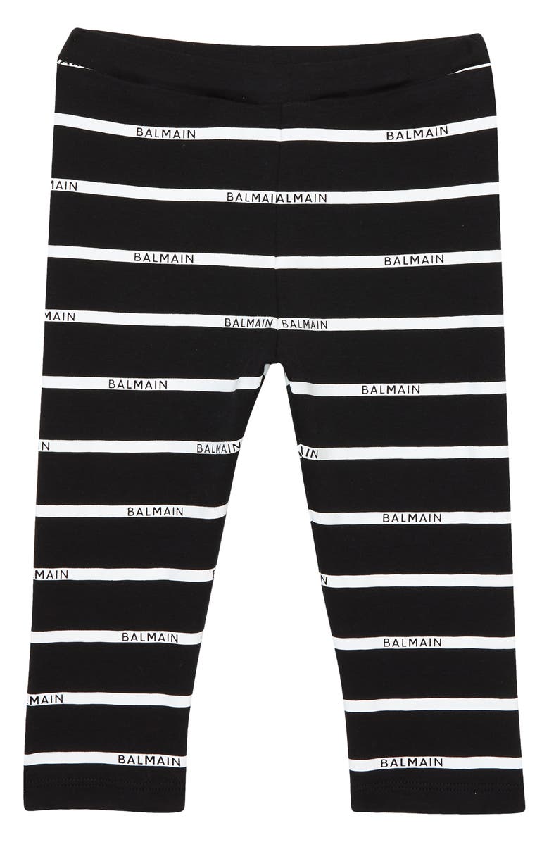 Balmain Kids' Stripe Logo Cotton Leggings, Main, color,