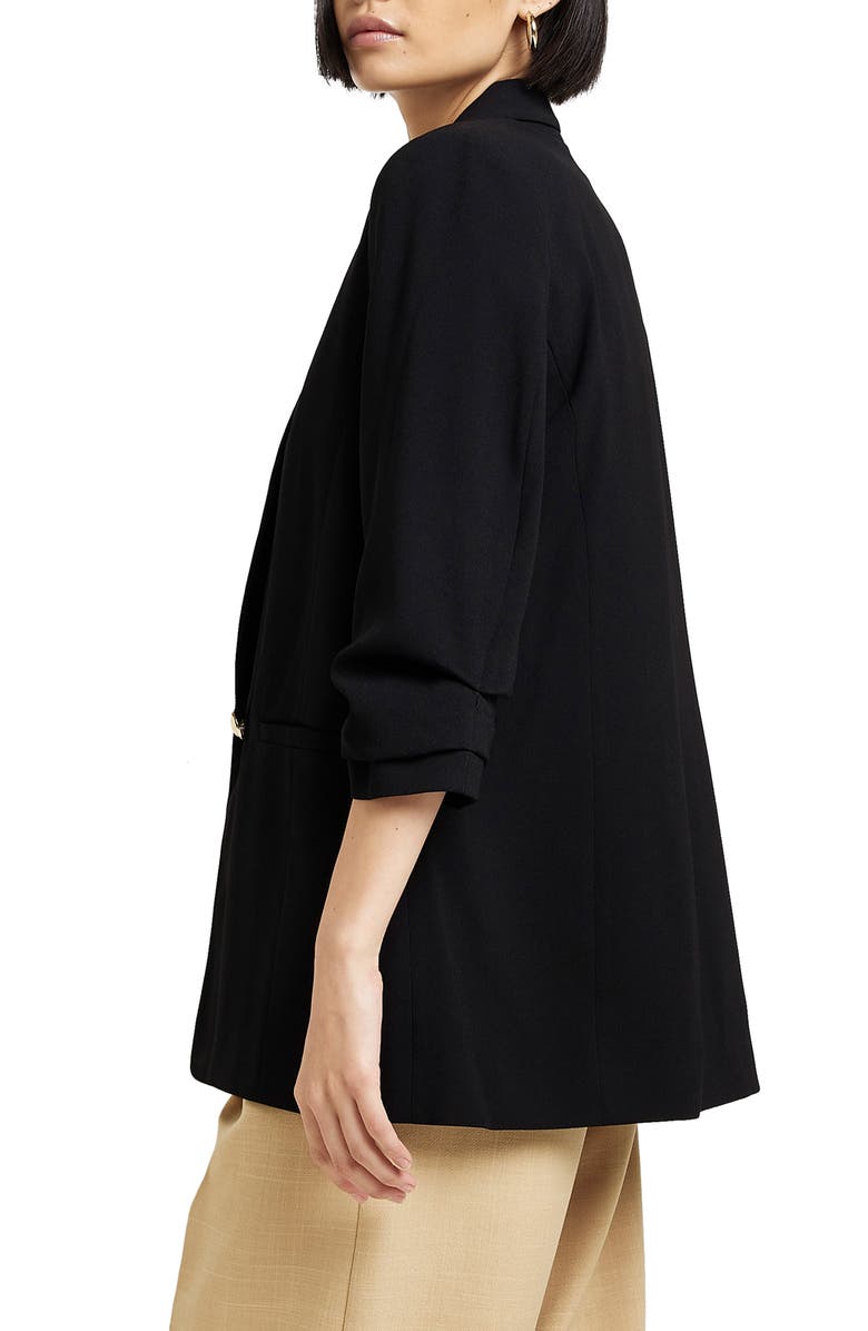 River Island Ruched Sleeve Blazer, Alternate, color,