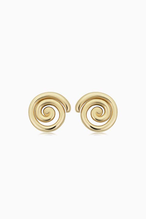 14K Yellow Gold Da Vinci Round Studs