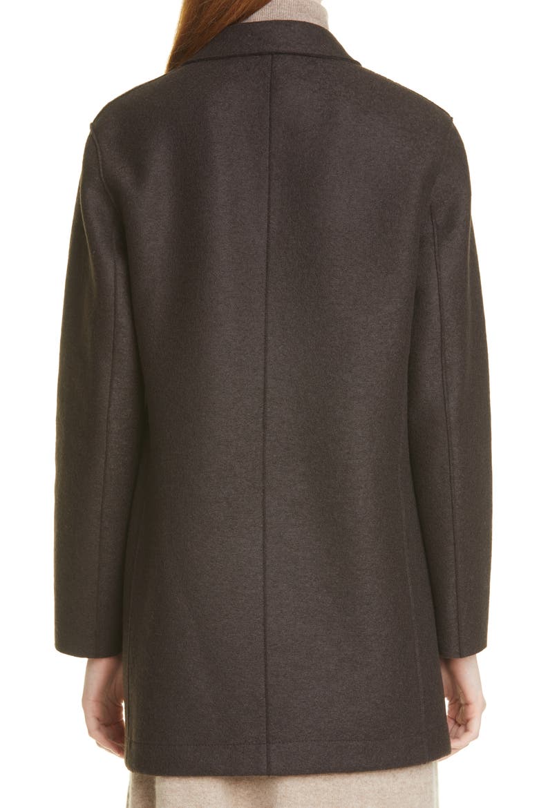 Pressed Wool Peacoat, Alternate, color, DARK BROWN