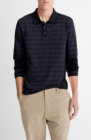 Vince Jacquard Stripe Long Sleeve Polo