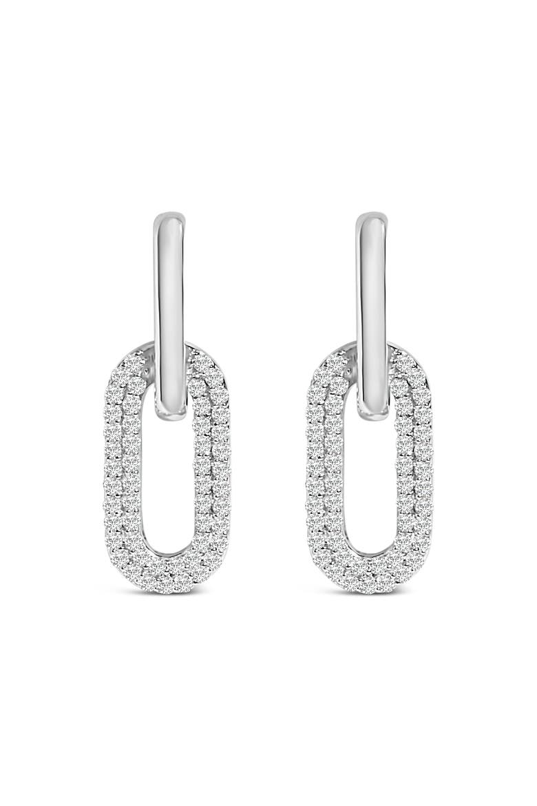 10K Gold 1/2 Cttw Lab Grown Diamond Dangling Paperclip Drop Earrings, Main, color, White