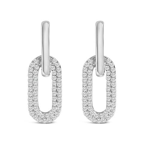 10K Gold 1/2 Cttw Lab Grown Diamond Dangling Paperclip Drop Earrings