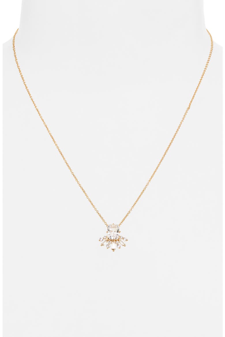 Stellar Half Halo Pendant Necklace, Alternate, color, GOLD