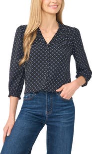 CeCe Print Ruffle Top