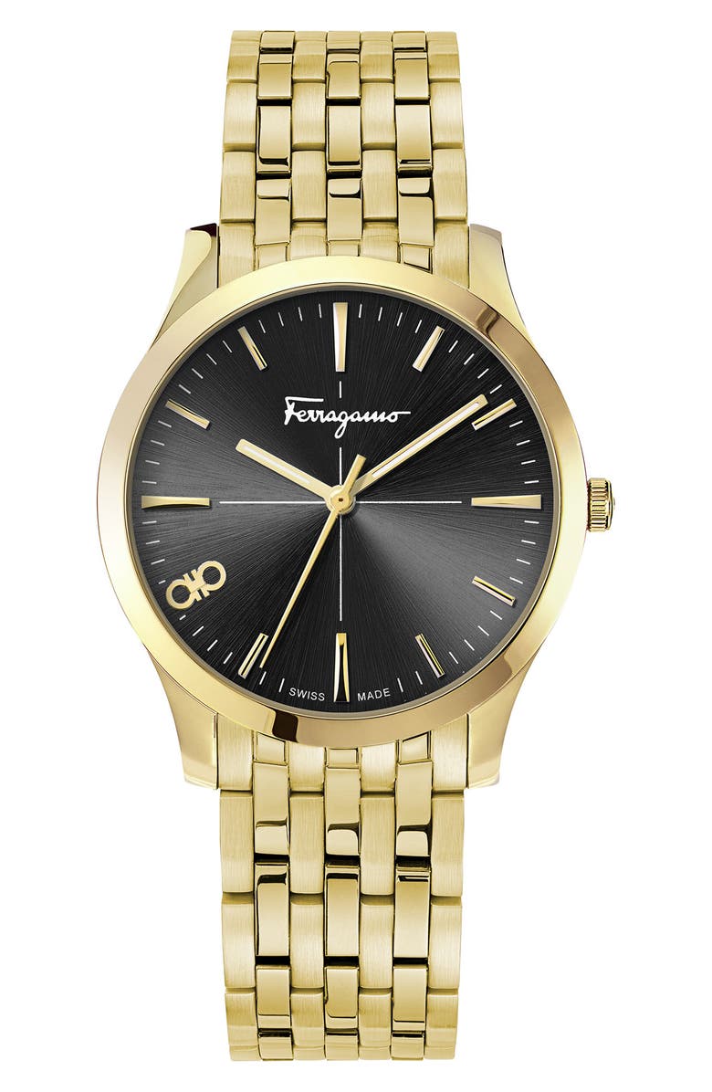 FERRAGAMO Salvatore Ferragamo Women's Slim Formal Black Dial Stainless Steel Bracelet Watch, 35mm x 7.5mm, Main, color, 