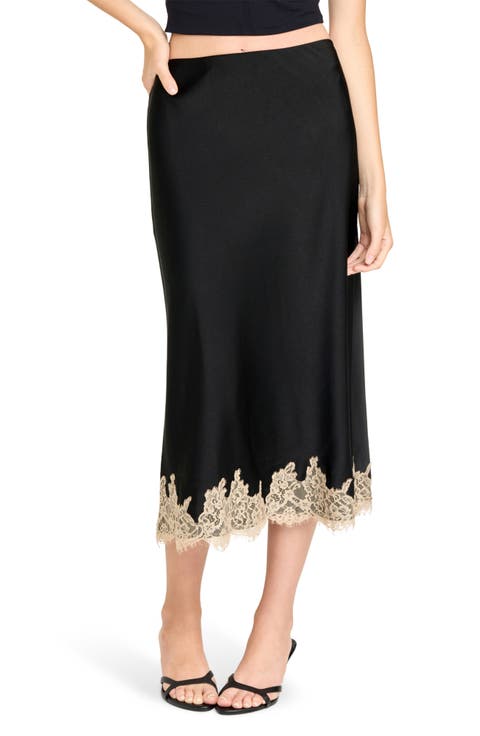 Vienna Lace Trim Satin Skirt