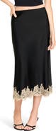WAYF Vienna Lace Trim Satin Skirt