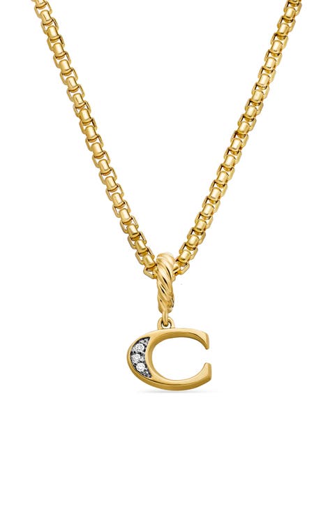 Pavé A Initial Pendant in 18K Yellow Gold with Diamonds