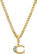 David Yurman Pavé A Initial Pendant in 18K Yellow Gold with Diamonds