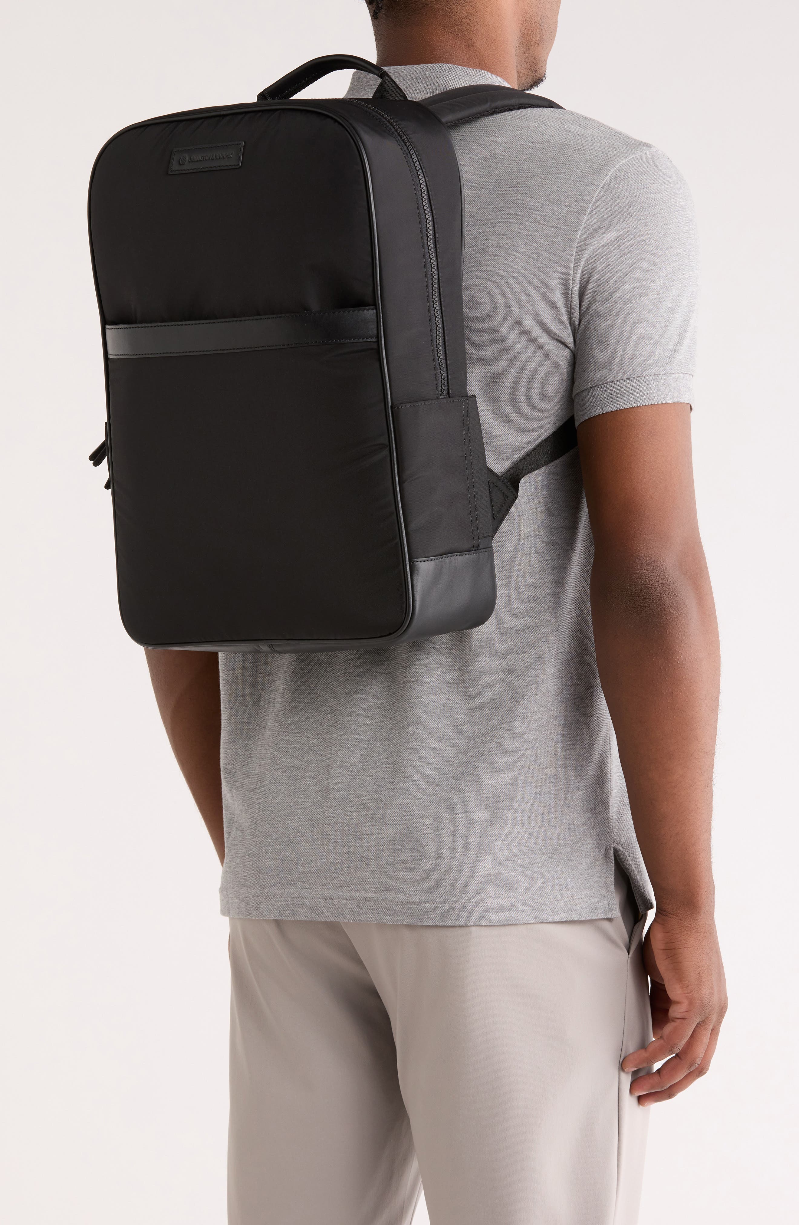 Johnston & Murphy Nylon Backpack, Alternate, color, Black