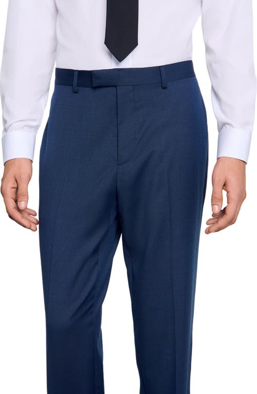 Sandro Wide Leg Wool Blend Suit Trousers In Royal Blue