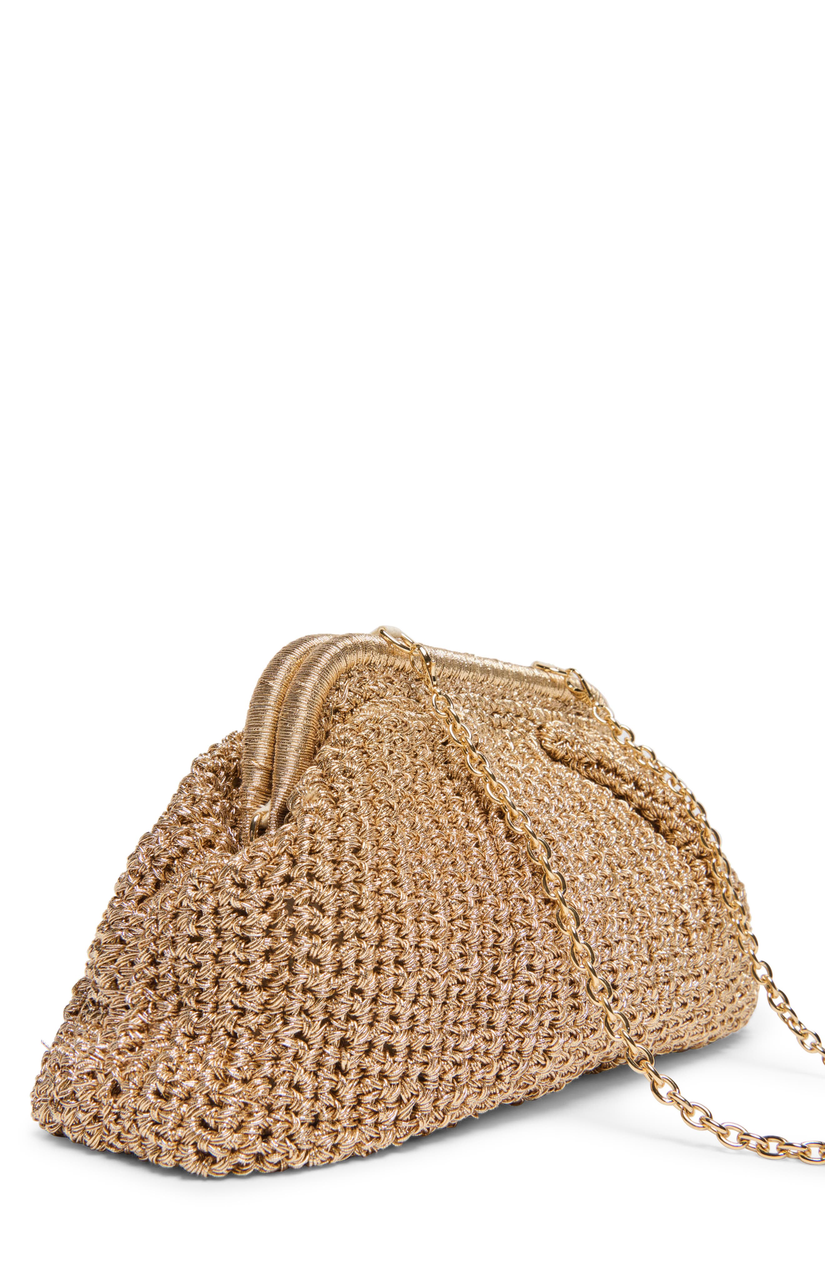 Dolce Vita Woven Frame Clutch, Alternate, color, Gold