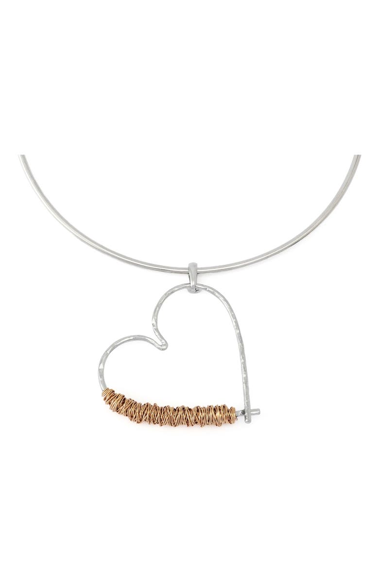 Robert Lee Morris Wire Wrap Heart Pendant Collar Necklace, Alternate, color, Two Tone