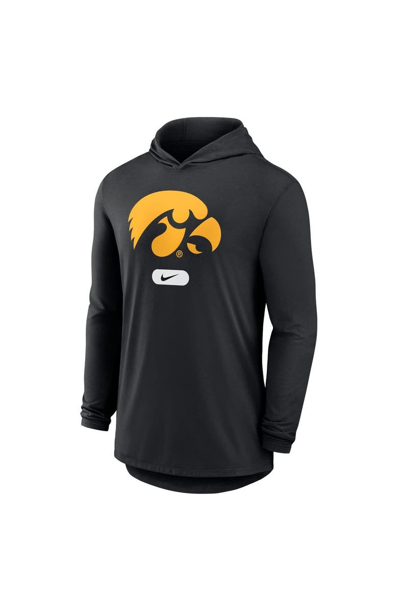 Nike Men's Nike Black Iowa Hawkeyes Lightweight Performance Long Sleeve Hoodie T-Shirt, Alternate, color, Black