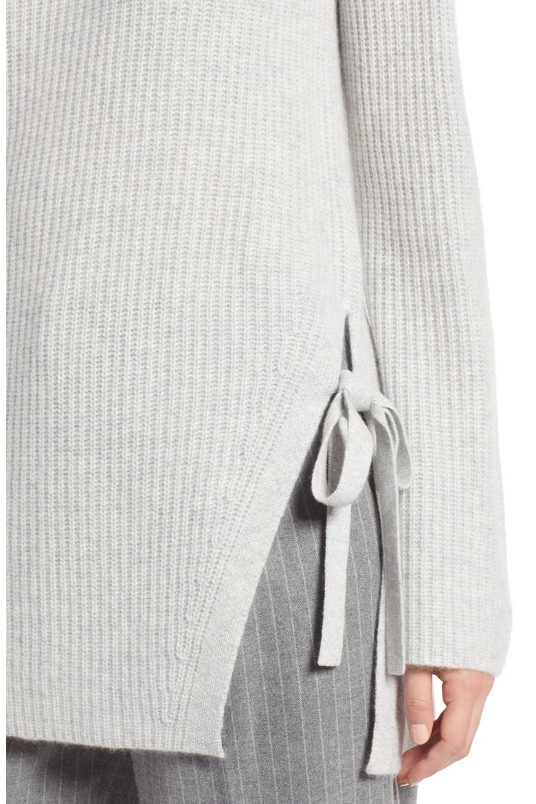 Side Tie Cashmere Sweater, Alternate, color, GREY LIGHT HEATHER