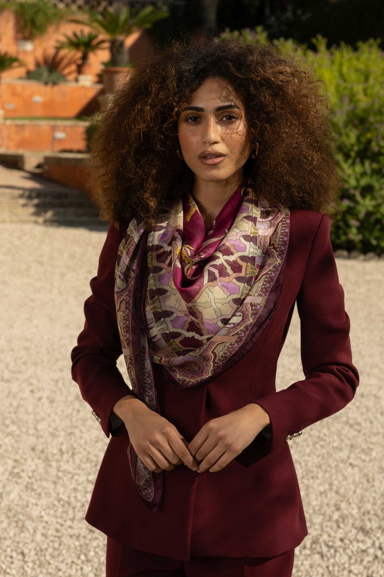 Natalia - Silk Scarf Shawl for Women, Alternate, color, Raspberry