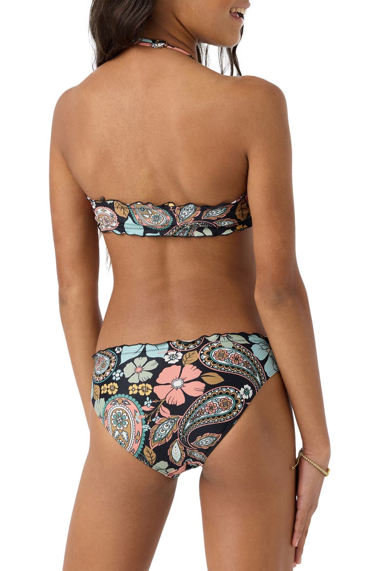 Kids' Mod Boho Ruffle Floral Two-Piece Swimsuit, Alternate, color, BLACK