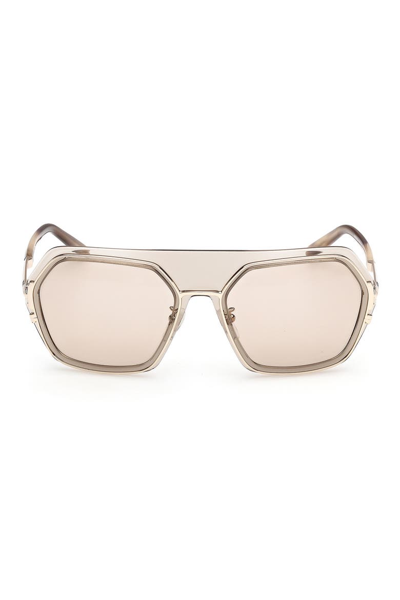 56mm Shield Sunglasses, Main, color, SHINY BEIGE / BROWN