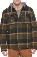 Levi's Plaid Faux Shearling Lined Jersey Hood Shirt Jacket