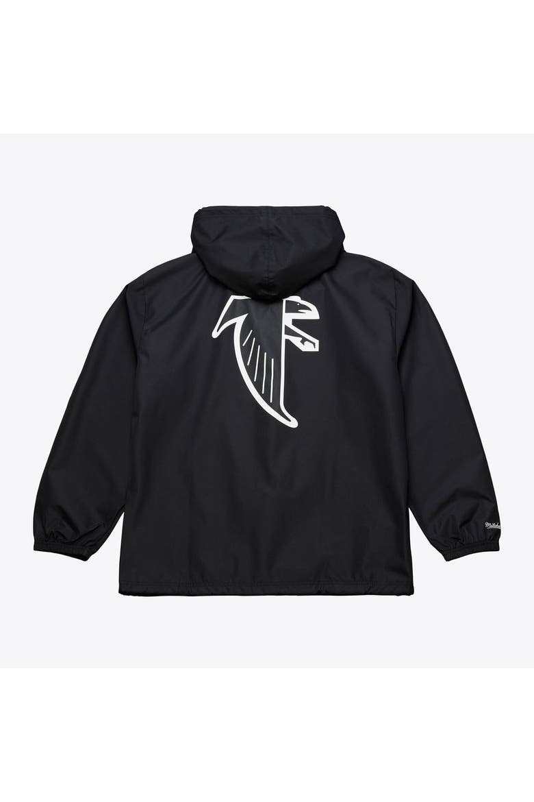 Men's Mitchell & Ness Black Atlanta Falcons Coaches Full-Snap Hooded Windbreaker Jacket, Alternate, color, Black