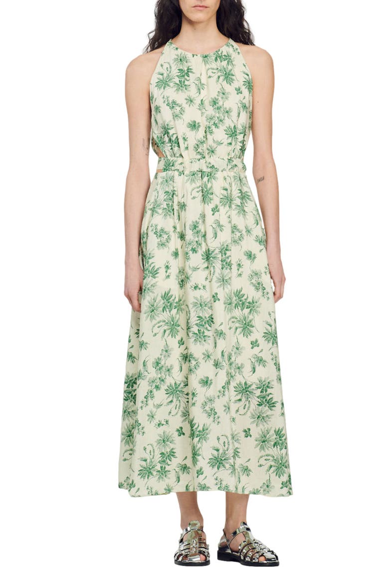 Annecy Linen Blend Dress, Main, color, ECRU - GREEN