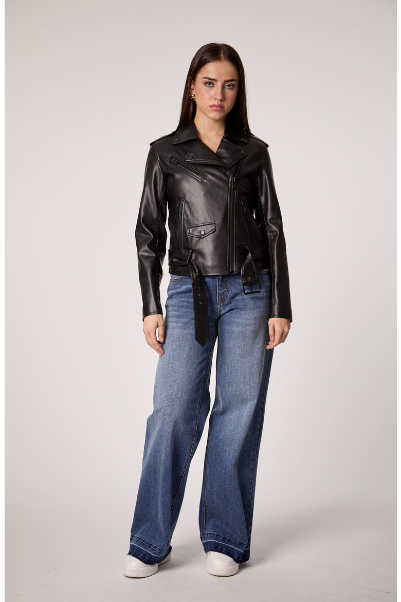 Classic Moto UNreal Leather Jacket, Main, color, Black