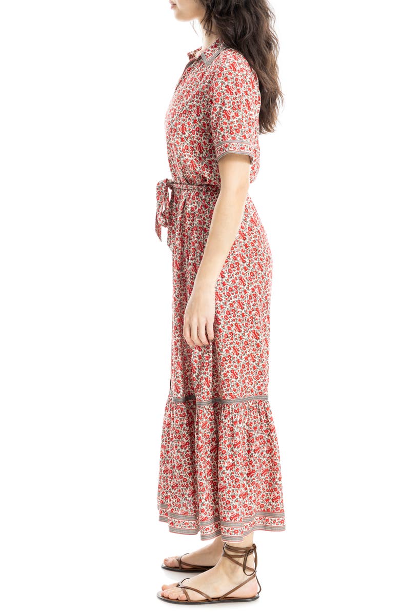 MAX STUDIO Short Sleeve Shirtdress, Alternate, color, Ecru/ Watermelon Daisy