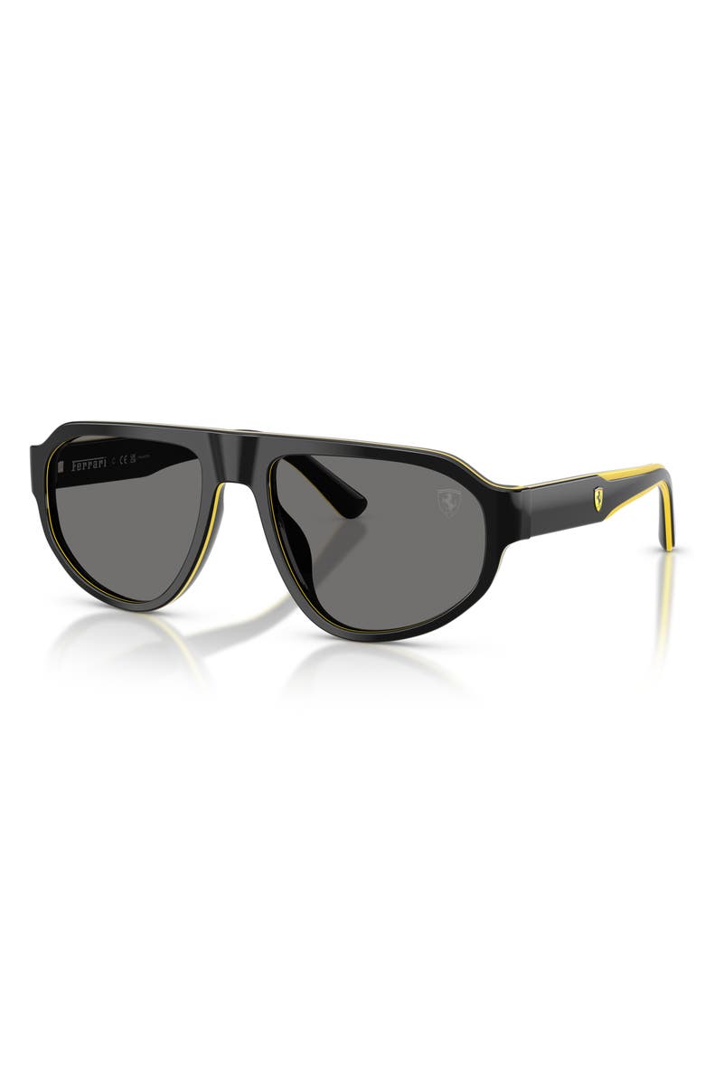 Scuderia Ferrari 57mm Polarized Irregular Sunglasses, Alternate, color, Black Shiny Yellow / Grey