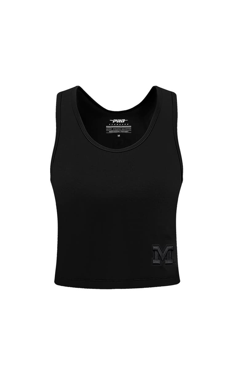 PRO STANDARD Women's Pro Standard Black Michigan Wolverines Tonal Neutral Fitted Waist Length Racerback Tank Top, Alternate, color, 