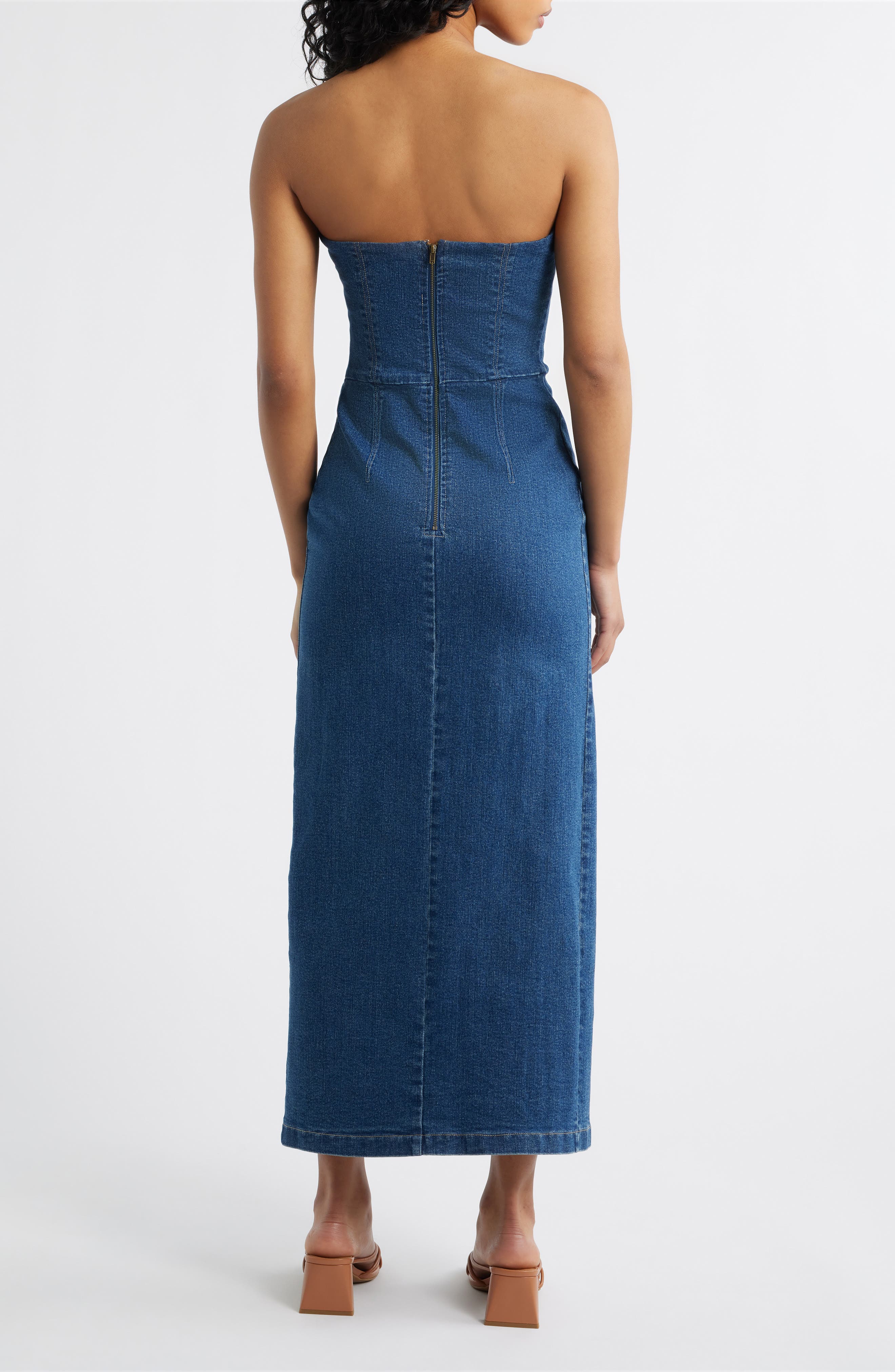 Strapless Denim Maxi Dress - image 2