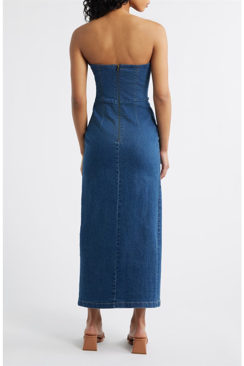 Strapless Denim Maxi Dress, Alternate, color, DENIM