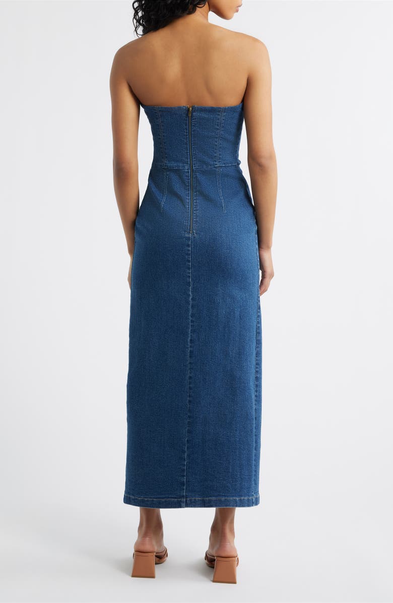 FREEMARKET Strapless Denim Maxi Dress, Alternate, color, Denim