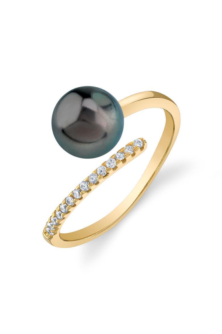 Tahitian South Sea Pearl & Diamond Valentina Ring, Main, color, Yellow Gold