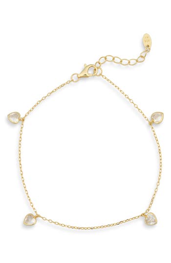 Argento Vivo Cubic Zirconia Heart Charm Bracelet