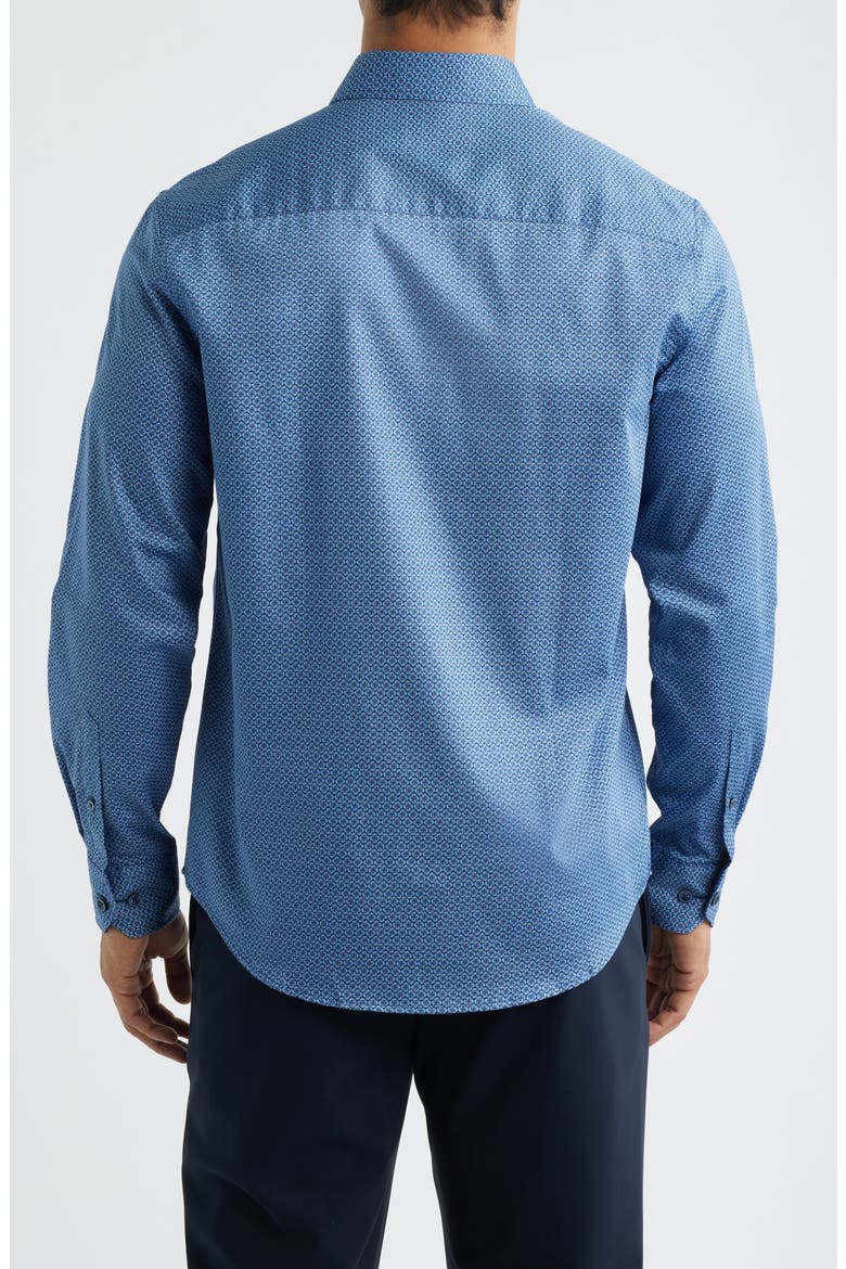 Julian Shaped Fit Cotton Button-Up Shirt, Alternate, color, NAVY