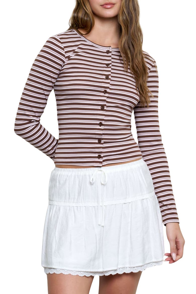 Striped Cardigan, Main, color, BROWN MULTI