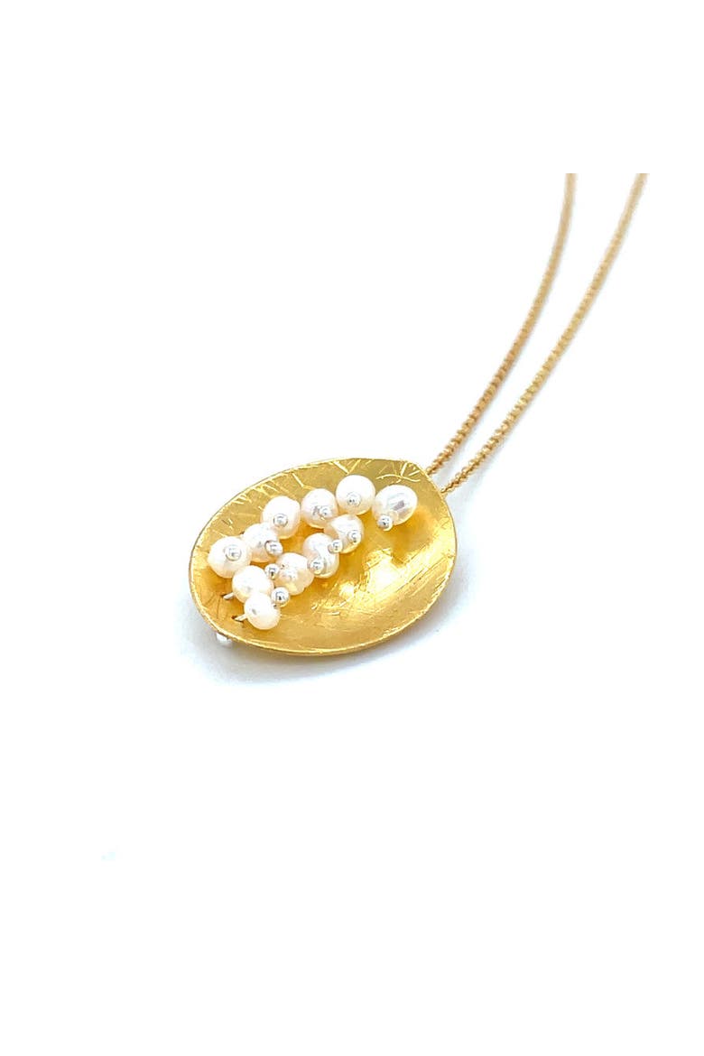 Leaf Mars Necklace, Sterling Silver with Gold Plate & Fresh Water Pearls, Alternate, color, Gold Plated