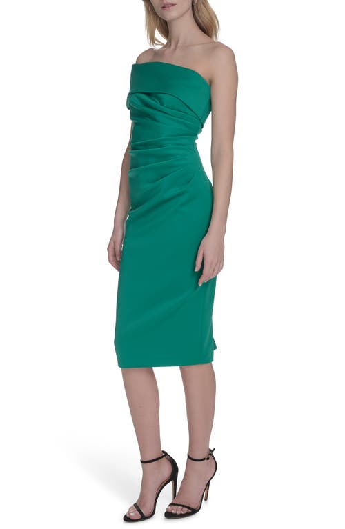 Eliza J Social Off The Shoulder Scuba Cocktail Dress In Green